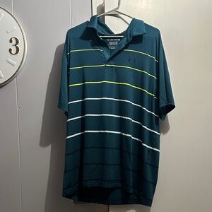 Under Armour Men's Polo Shirt in Teal and Yellow Stripes